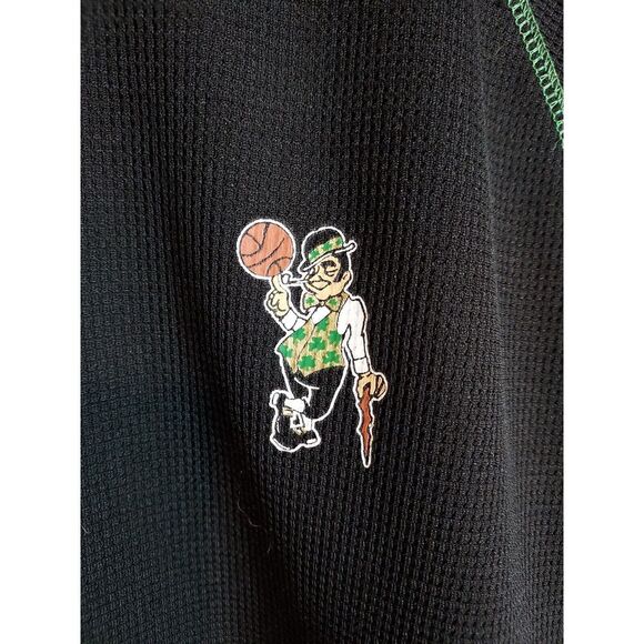 NBA Boston Celtics Mens L Black Waffle Mascot Lucky the Leprechaun Logo LS Shirt - Picture 2 of 8